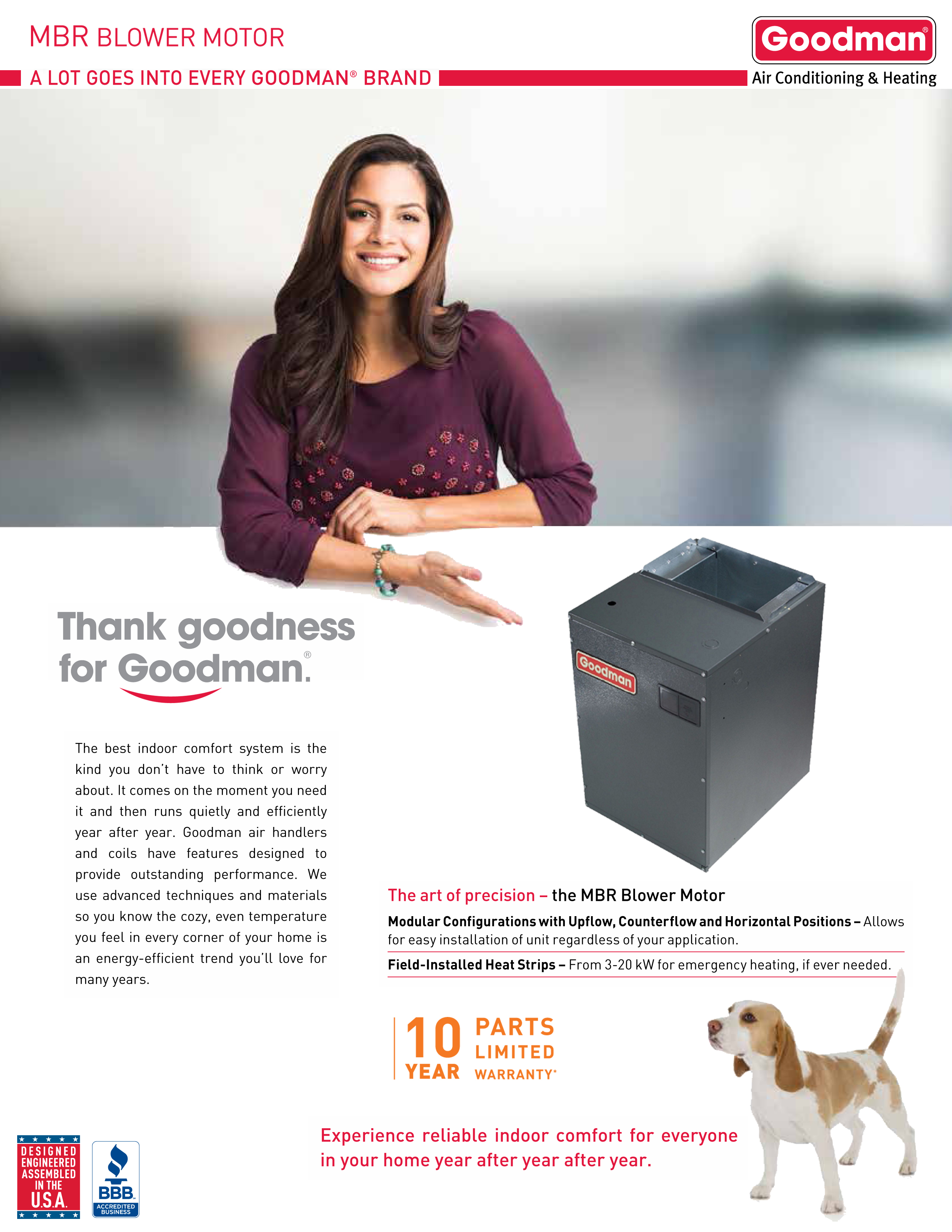 2,000 CFM Output Goodman Electric Furnace, MBR2000